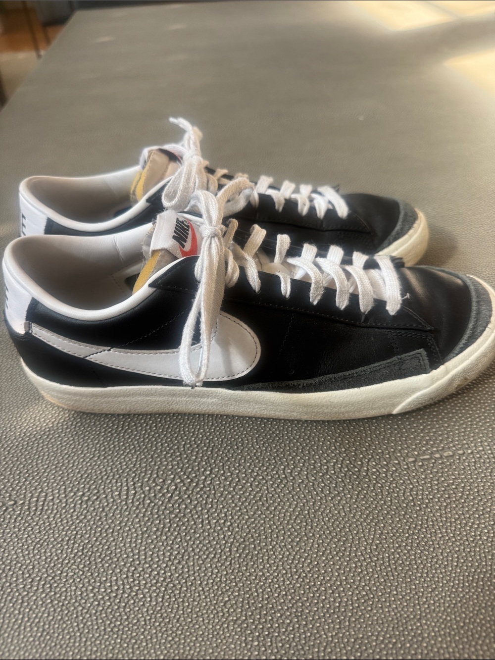 Nike Black and White Low-Top Leather Sneakers